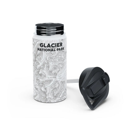 Glacier National Park Stainless Steel Water Bottle (3 Lids, 3 Sizes) water bottle Printify White 12oz Standard Straw