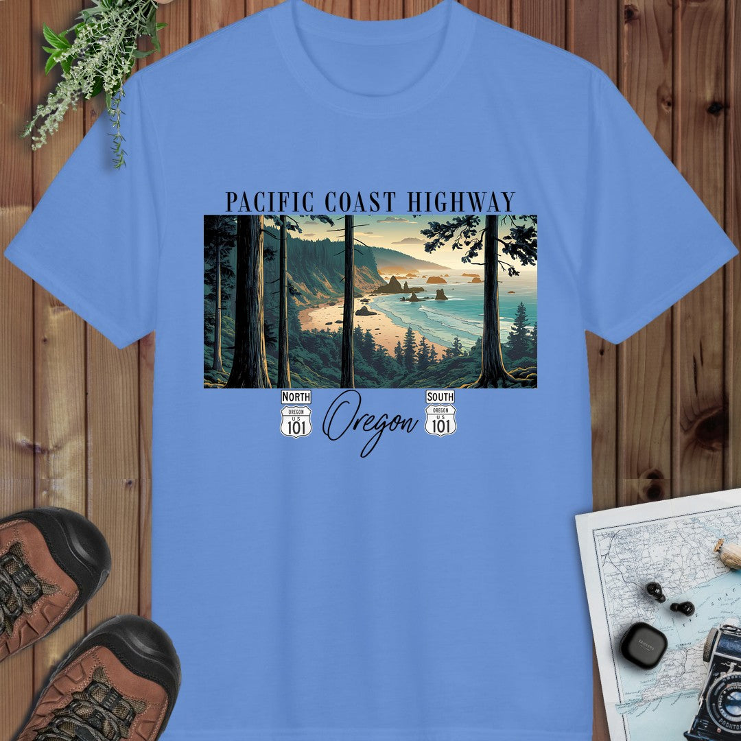 Oregon Coast Highway 101 Pacific Coast Highway Fit Pch Performance T-Shirt in Carolina Blue