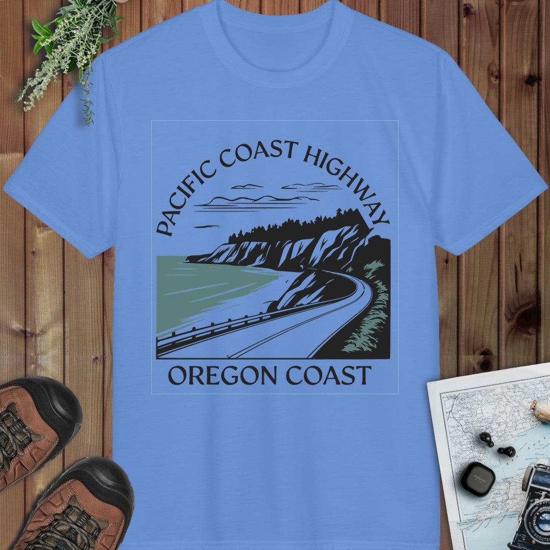 Oregon Pacific Coast Highway PCH Performance T-Shirt in Carolina Blue