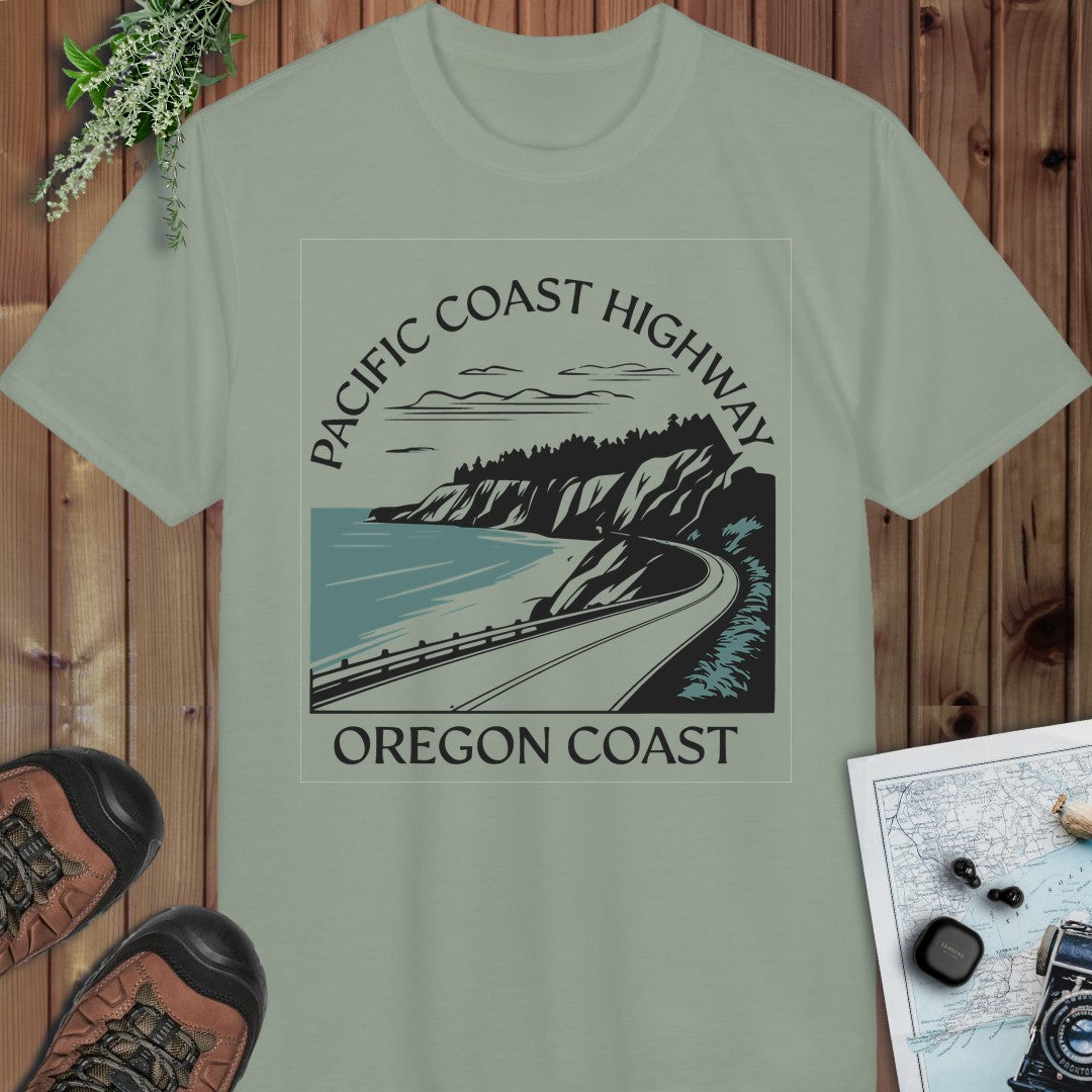 Oregon Pacific Coast Highway PCH Performance T-Shirt in Sage