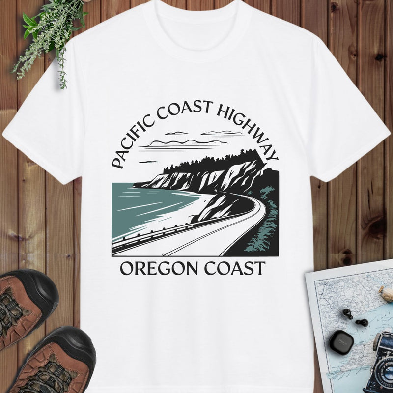 Oregon Pacific Coast Highway PCH Performance T-Shirt in White