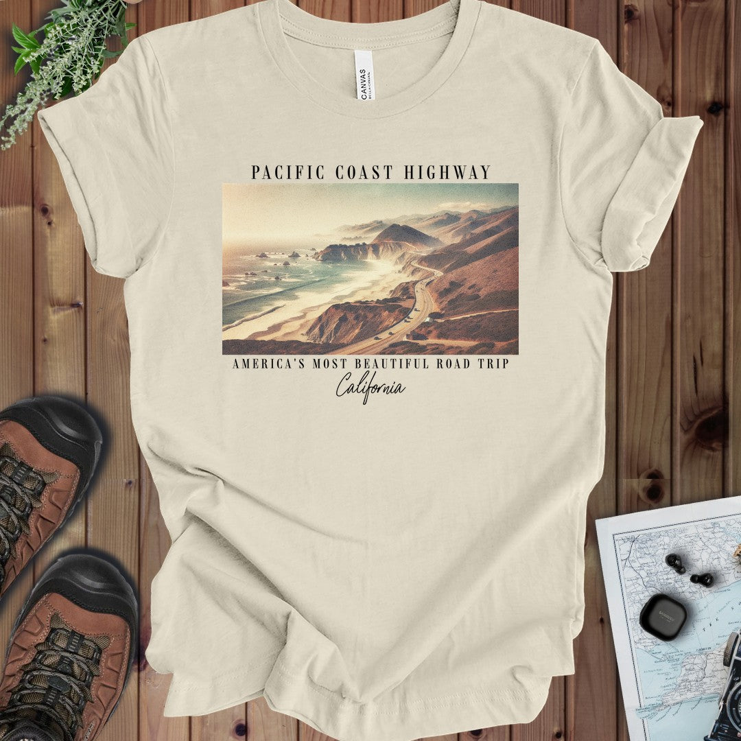 Pacific Coast Highway California Kids Graphic T-Shirt in Natural