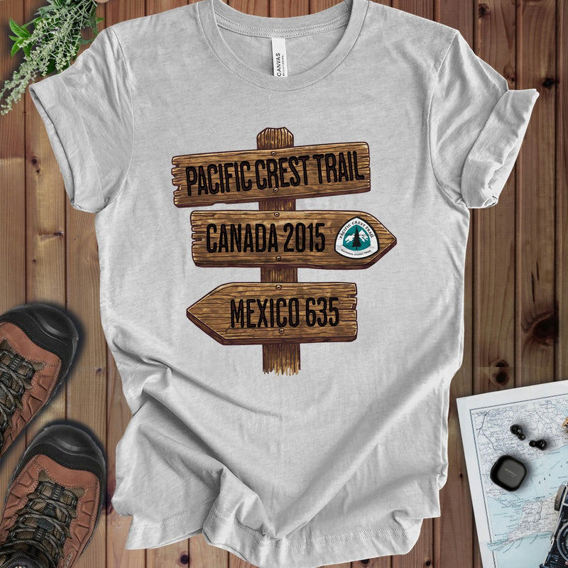Pacific Crest Trail  Mexico Canada 2650 Mile Sign Kids Graphic T-Shirt in Athletic Heather
