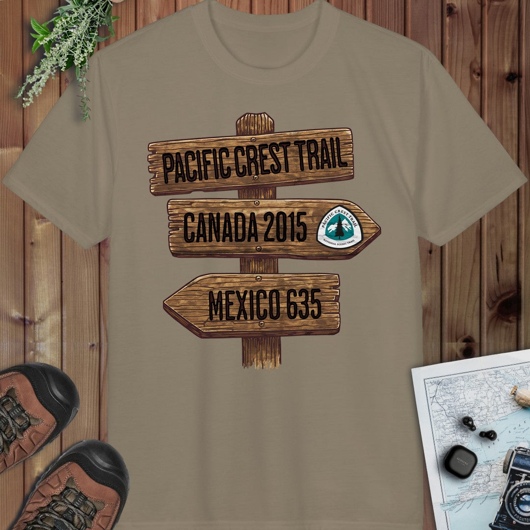 Pacific Crest Trail Mexico Canada 2650 Mile Sign Performance T-Shirt in Prairie Dust