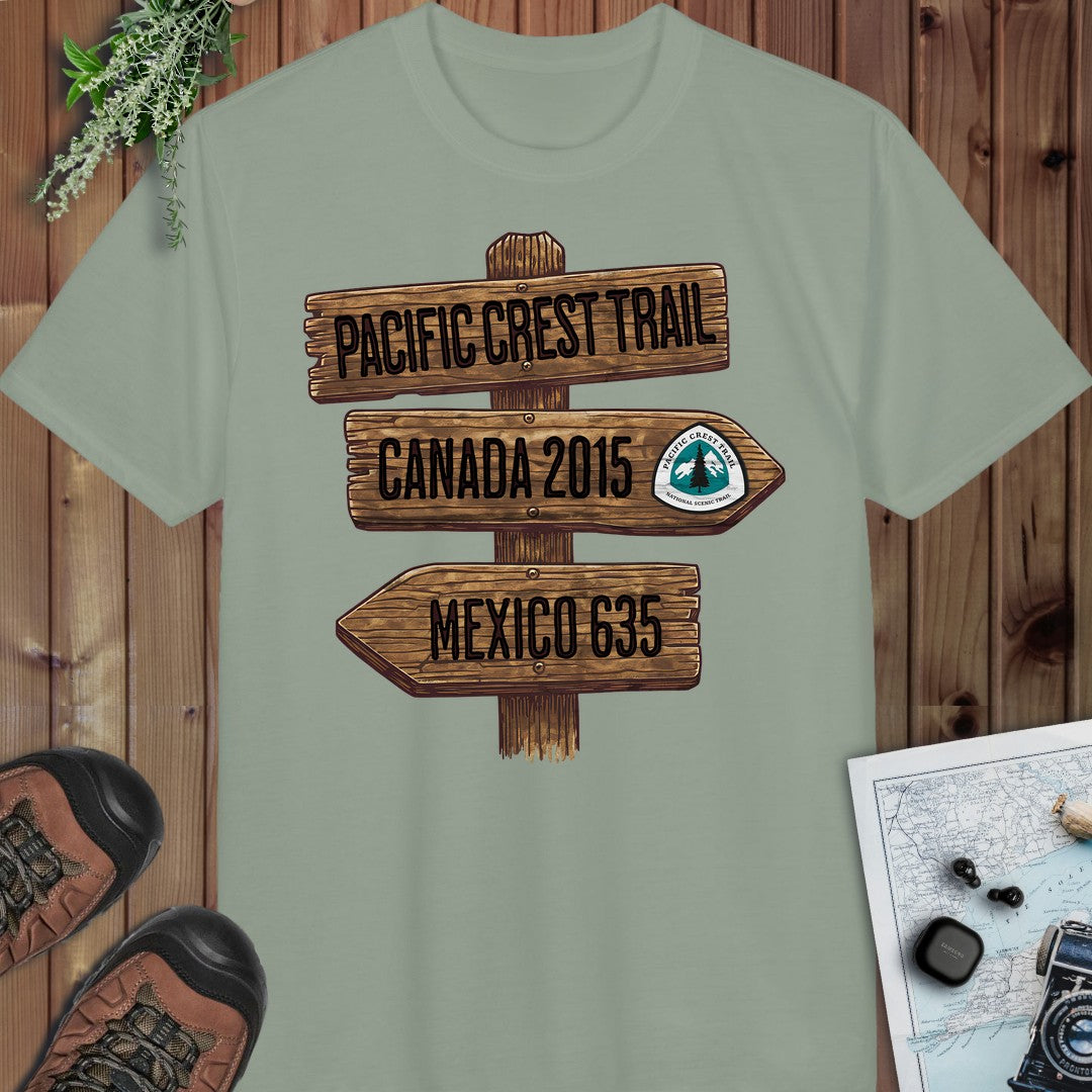 Pacific Crest Trail Mexico Canada 2650 Mile Sign Performance T-Shirt in Sage