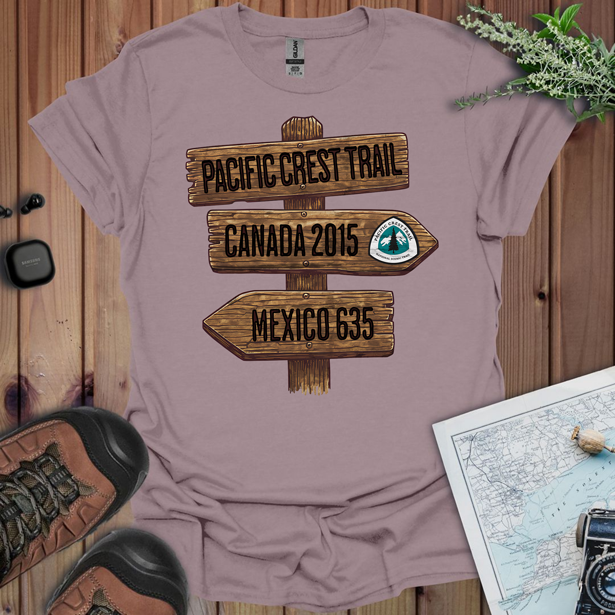 Pacific Crest Trail Unisex T-Shirt Mexico Canada 2650 Mile Sign T-Shirt Printify S Paragon