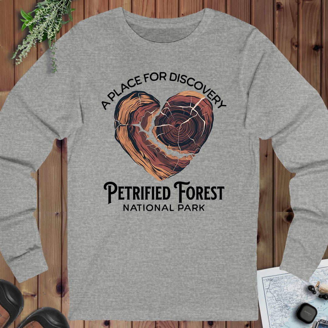 Petrified Forest National Park Heart Wood Long Sleeve T-Shirt in Athletic Heather