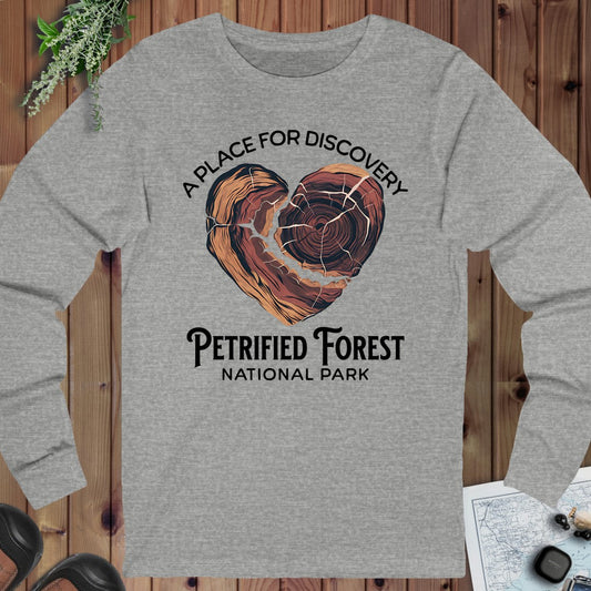 Petrified Forest National Park Heart Wood Long Sleeve T-Shirt in Athletic Heather