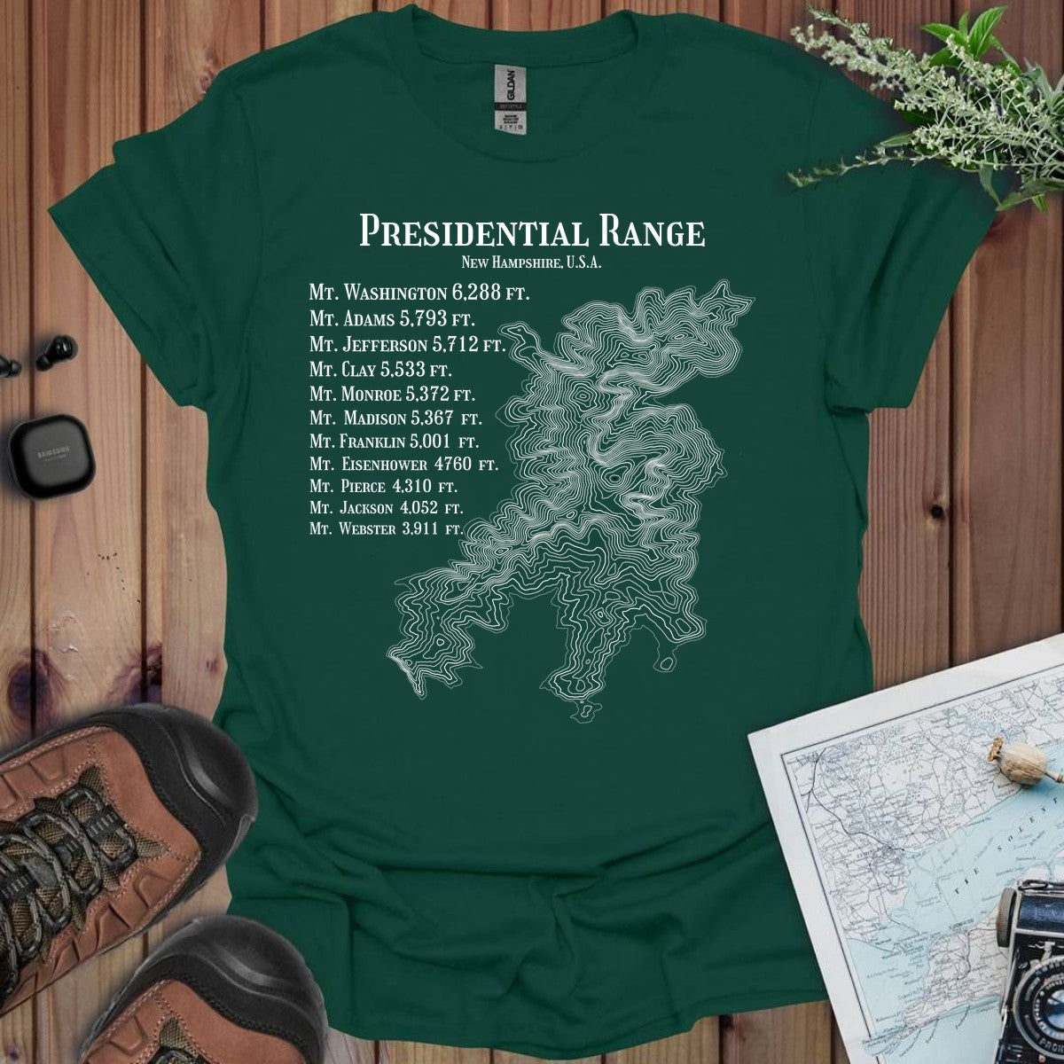 Presidential Range Topographic Map T-Shirt