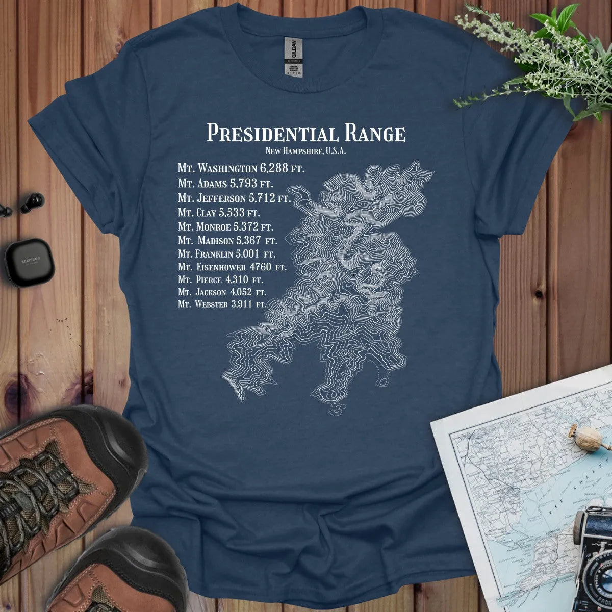 Presidential Range Topographic Map T-Shirt
