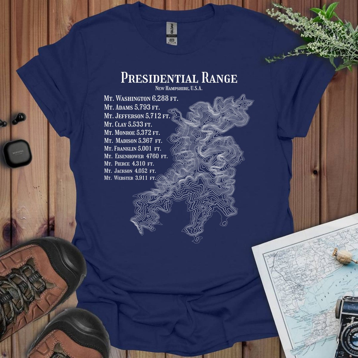 Presidential Range Topographic Map T-Shirt