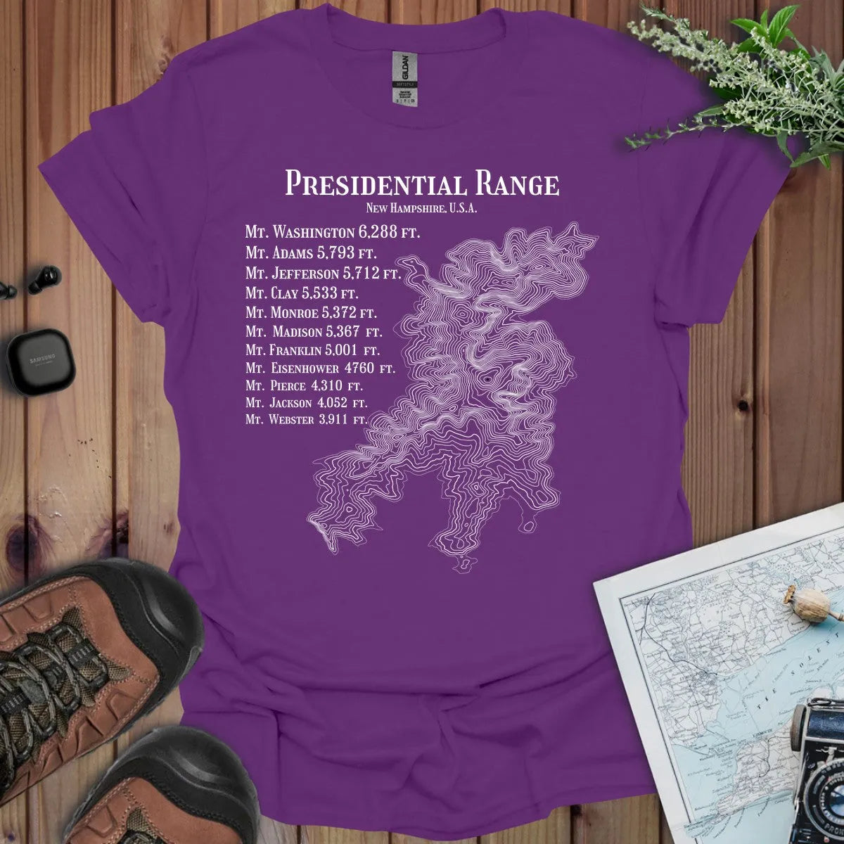 Presidential Range Topographic Map T-Shirt