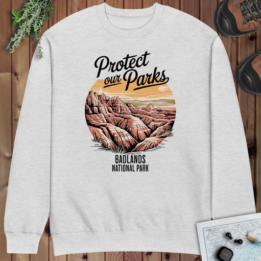 Protect Our Parks Badlands National Park Crewneck Sweatshirt Crewneck Sweatshirt in Heather Grey