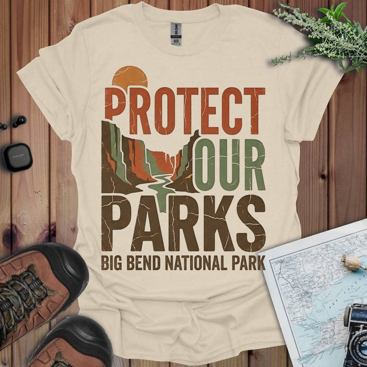 Protect Our Parks Big Bend National Park Vintage Graphic T-Shirt in Natural