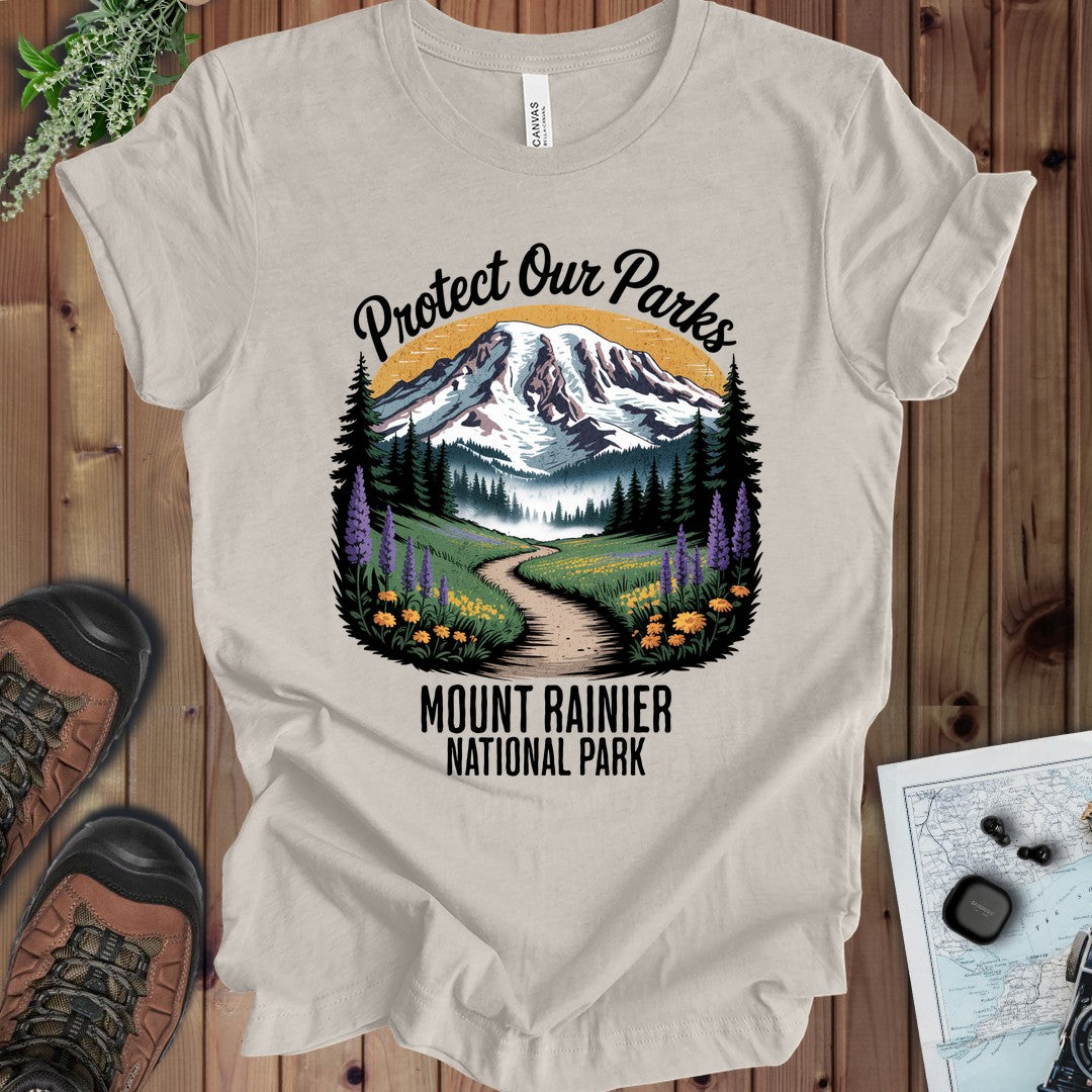 Protect Our Parks Mount Rainier Kids Graphic T-Shirt in Heather Dust