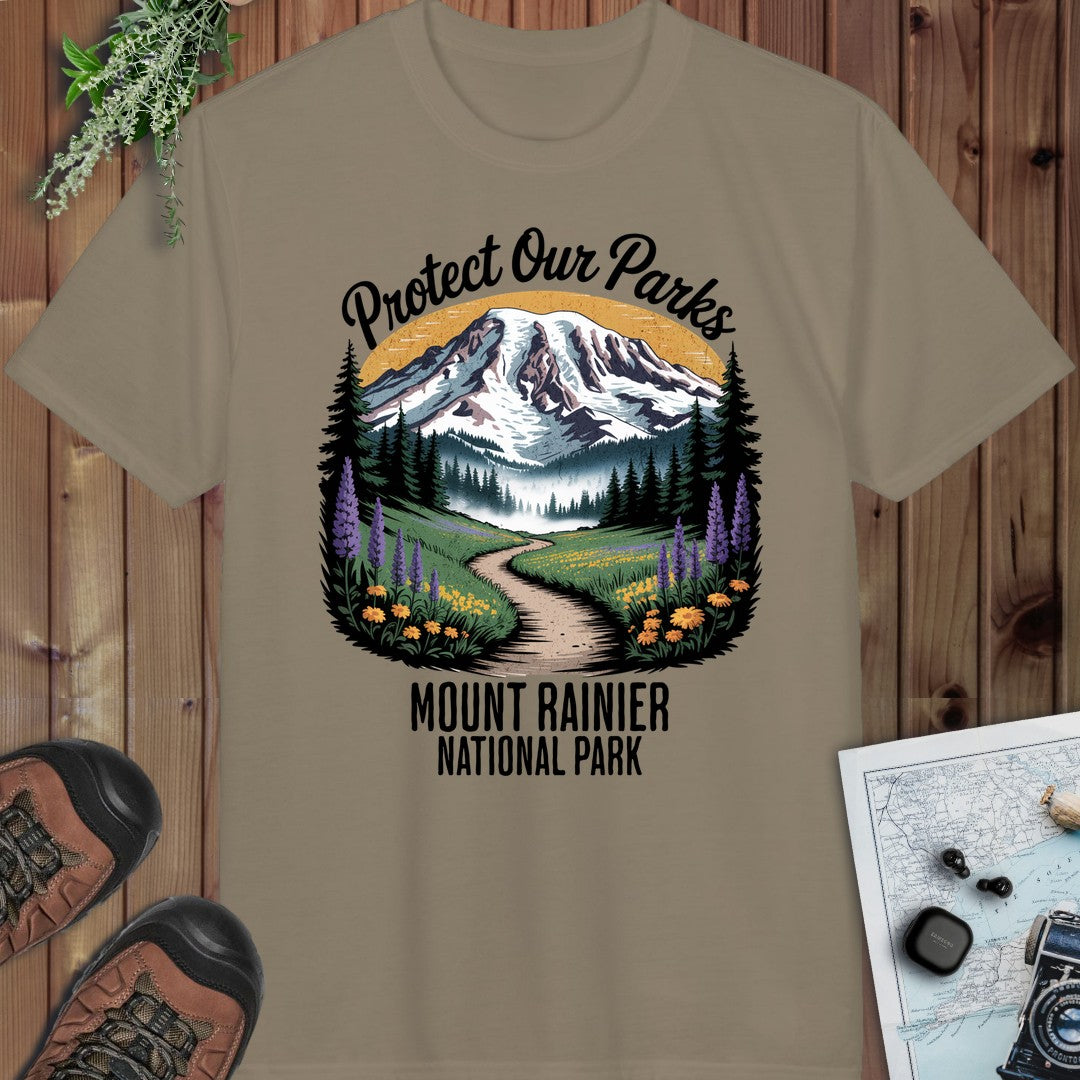 Protect Our Parks Mount Rainier Performance T-Shirt in Prairie Dust