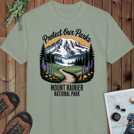 Protect Our Parks Mount Rainier Performance T-Shirt in Sage