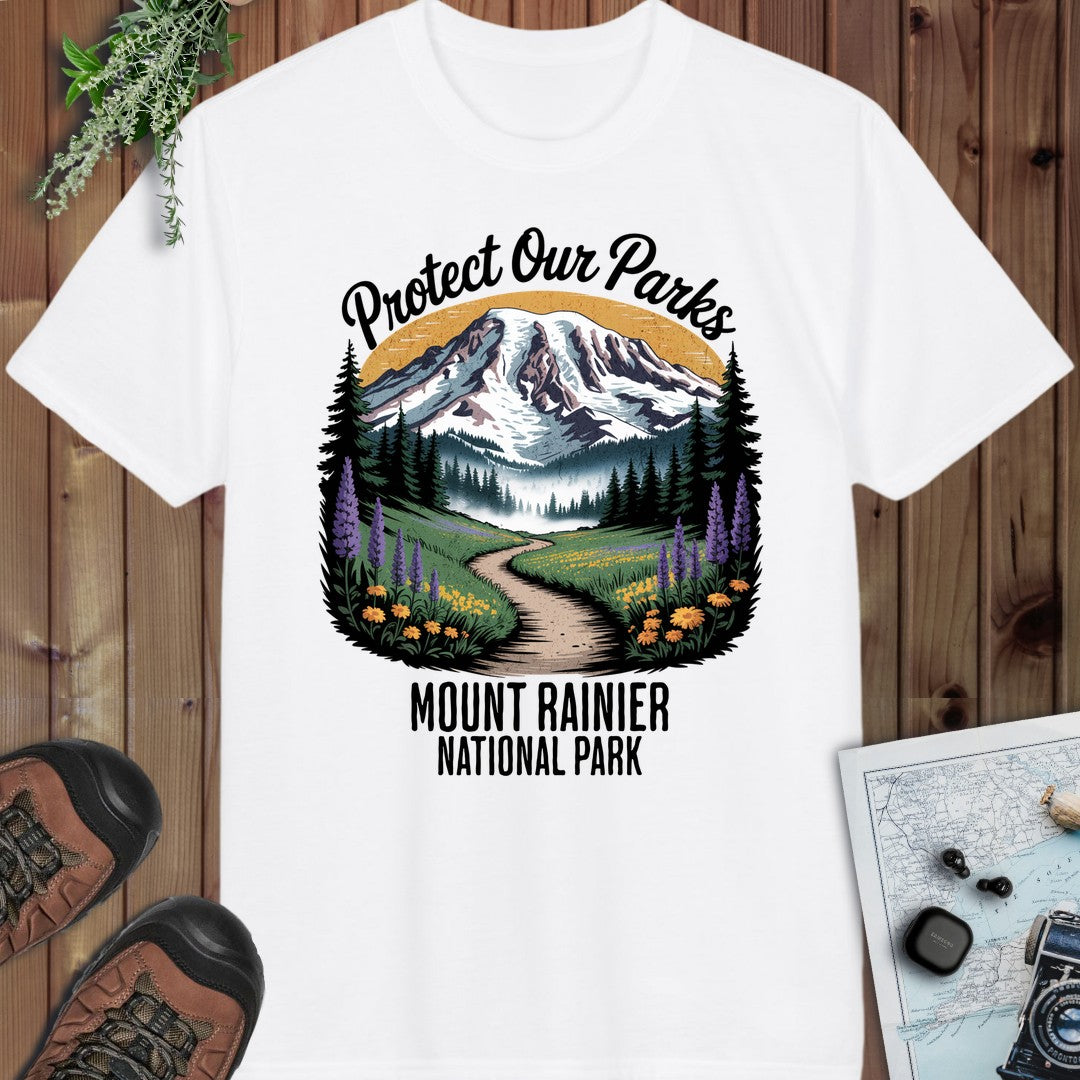 Protect Our Parks Mount Rainier Performance T-Shirt in White