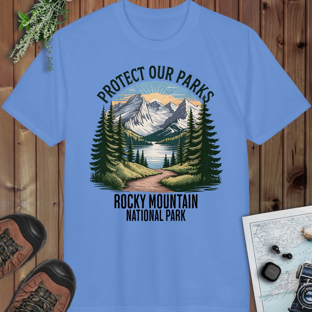 Protect Our Parks Rocky Mountain Performance T-Shirt in Carolina Blue