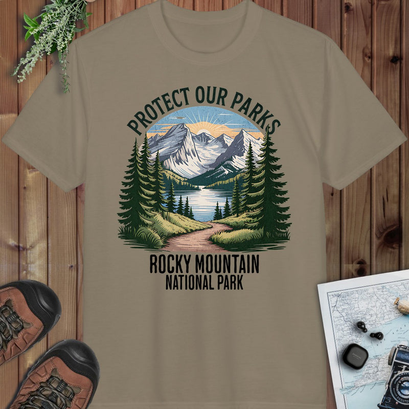 Protect Our Parks Rocky Mountain Performance T-Shirt in Prairie Dust