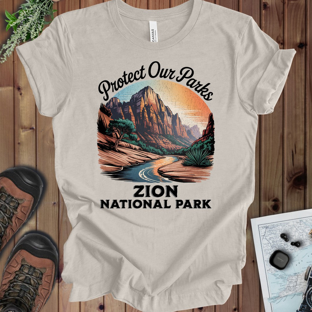 Protect Our Parks Zion Kids T-Shirt in Heather Dust