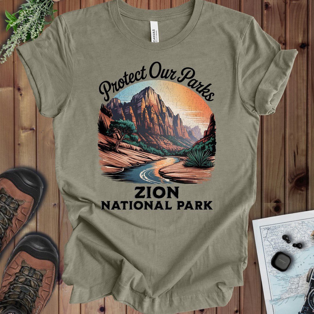 Protect Our Parks Zion Kids T-Shirt in Heather Stone