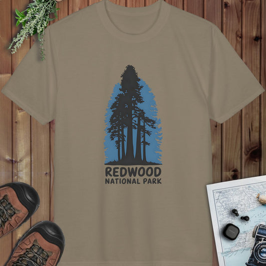 Redwood National Park Shaded Blue Performance T-Shirt in Prairie Dust
