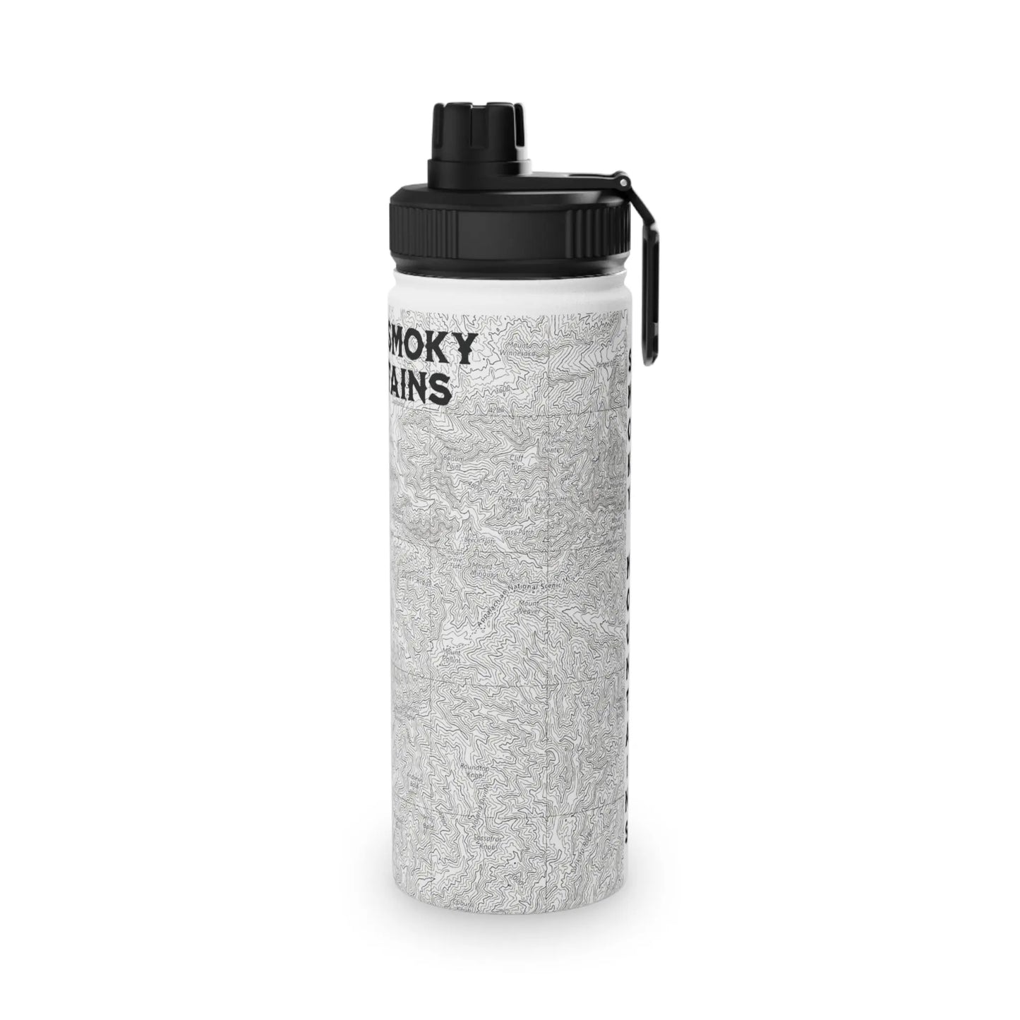 Great Smoky Mountains National Park Stainless Steel Water Bottle Handle Lid (3 Sizes, 3 Lid Options) Appalachian Trail Clingmans Dome water bottle Printify White 18oz Sport Cap