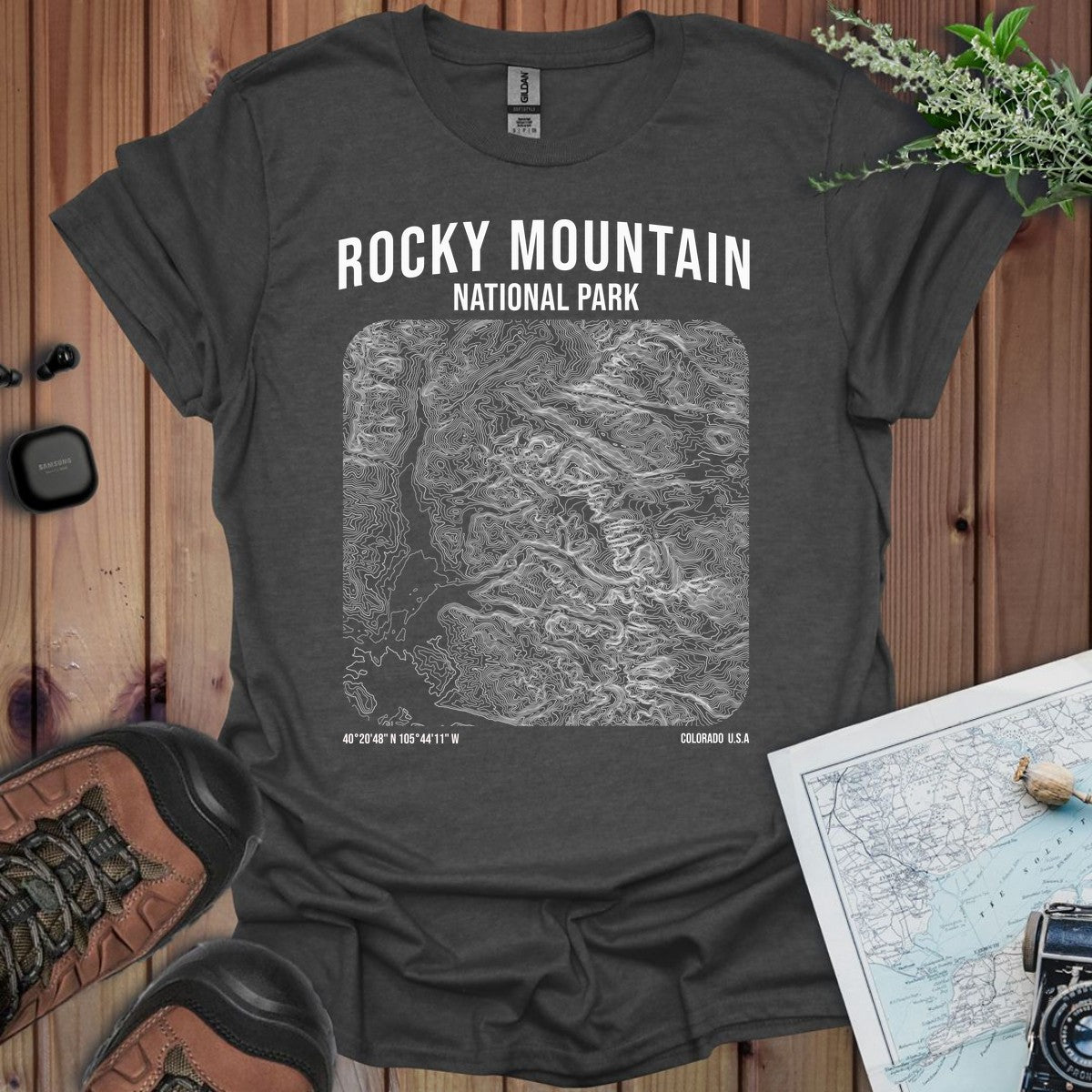 Rocky Mountain National Park Topographic Map T-Shirt