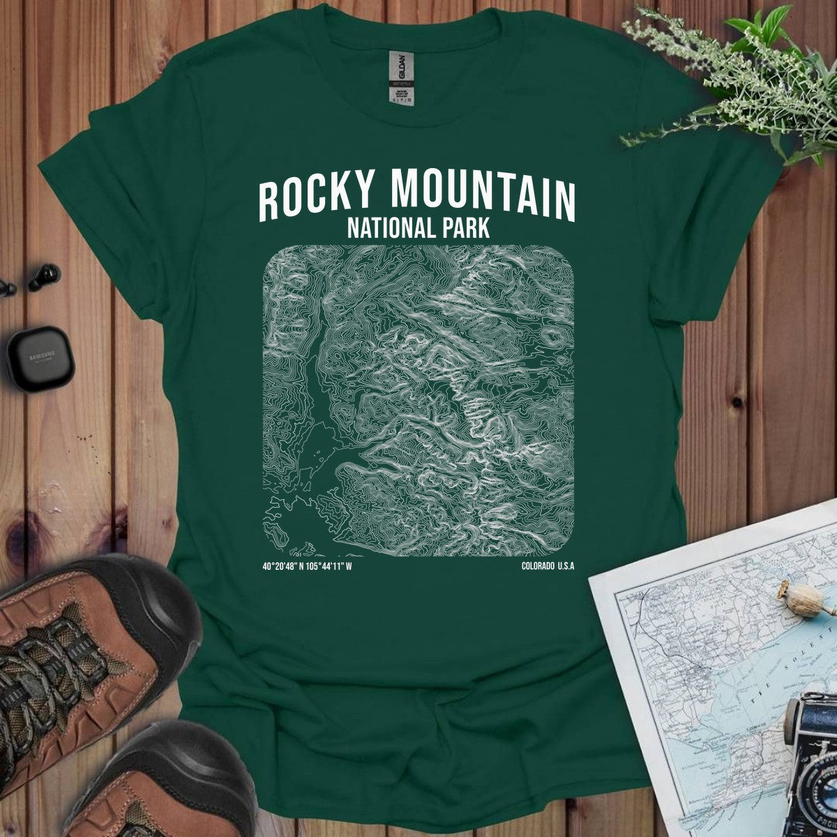 Rocky Mountain National Park Topographic Map T-Shirt