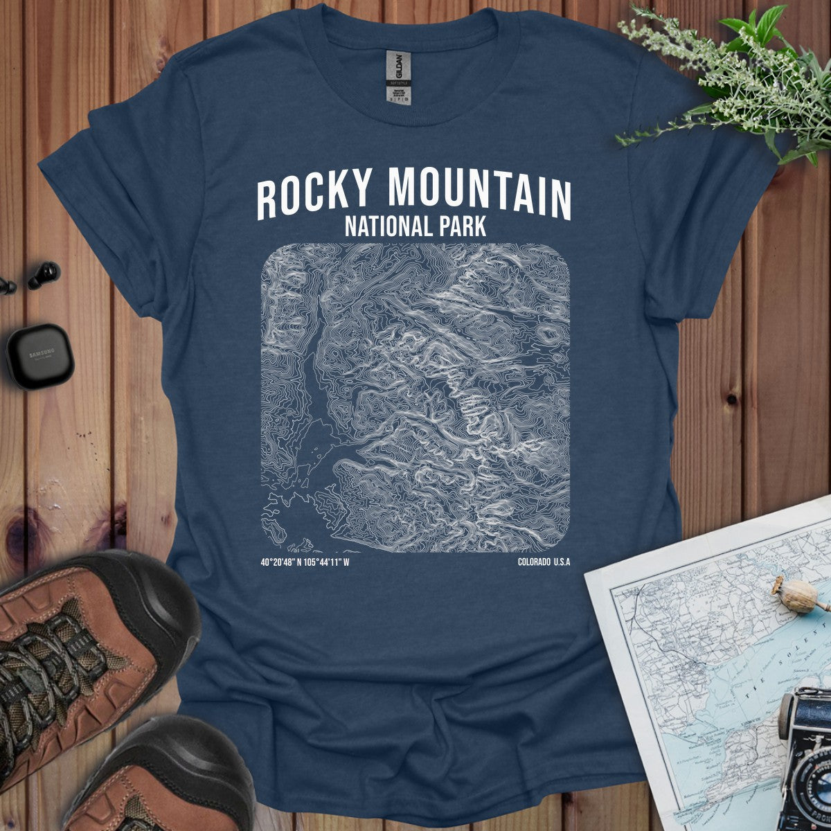 Rocky Mountain National Park Topographic Map T-Shirt
