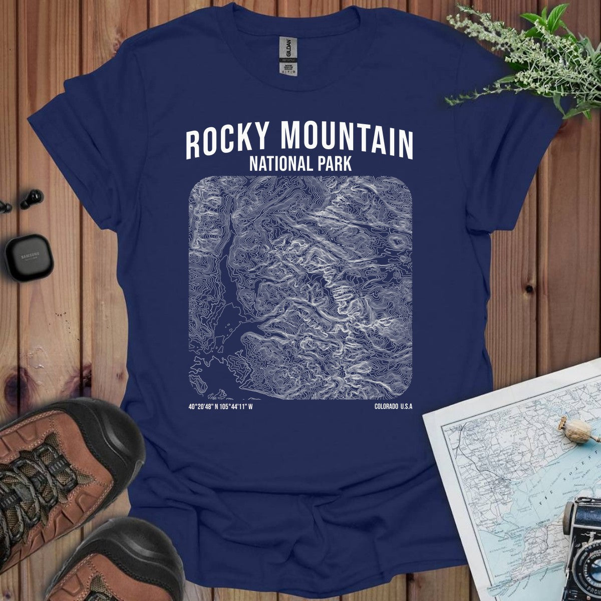 Rocky Mountain National Park Topographic Map T-Shirt