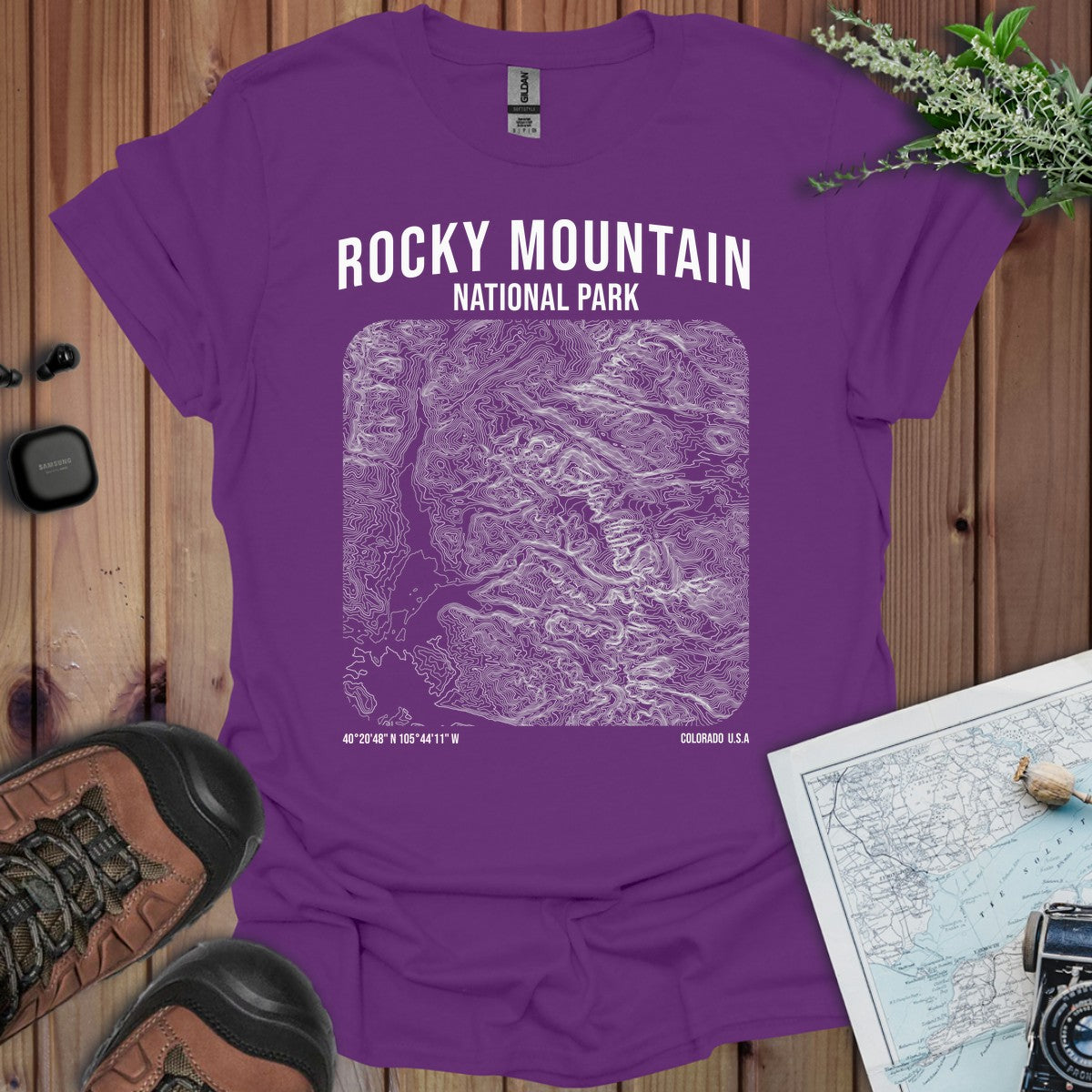 Rocky Mountain National Park Topographic Map T-Shirt