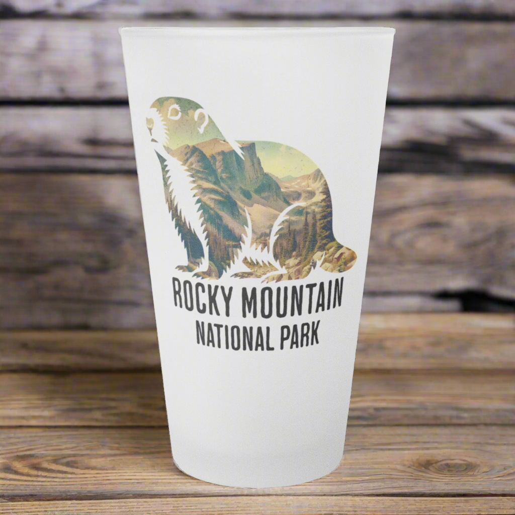 Rocky Mountain National Park Marmot Frosted Pint pint glass teelaunch Default Title