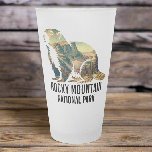 Rocky Mountain National Park Marmot Frosted Pint pint glass teelaunch Default Title