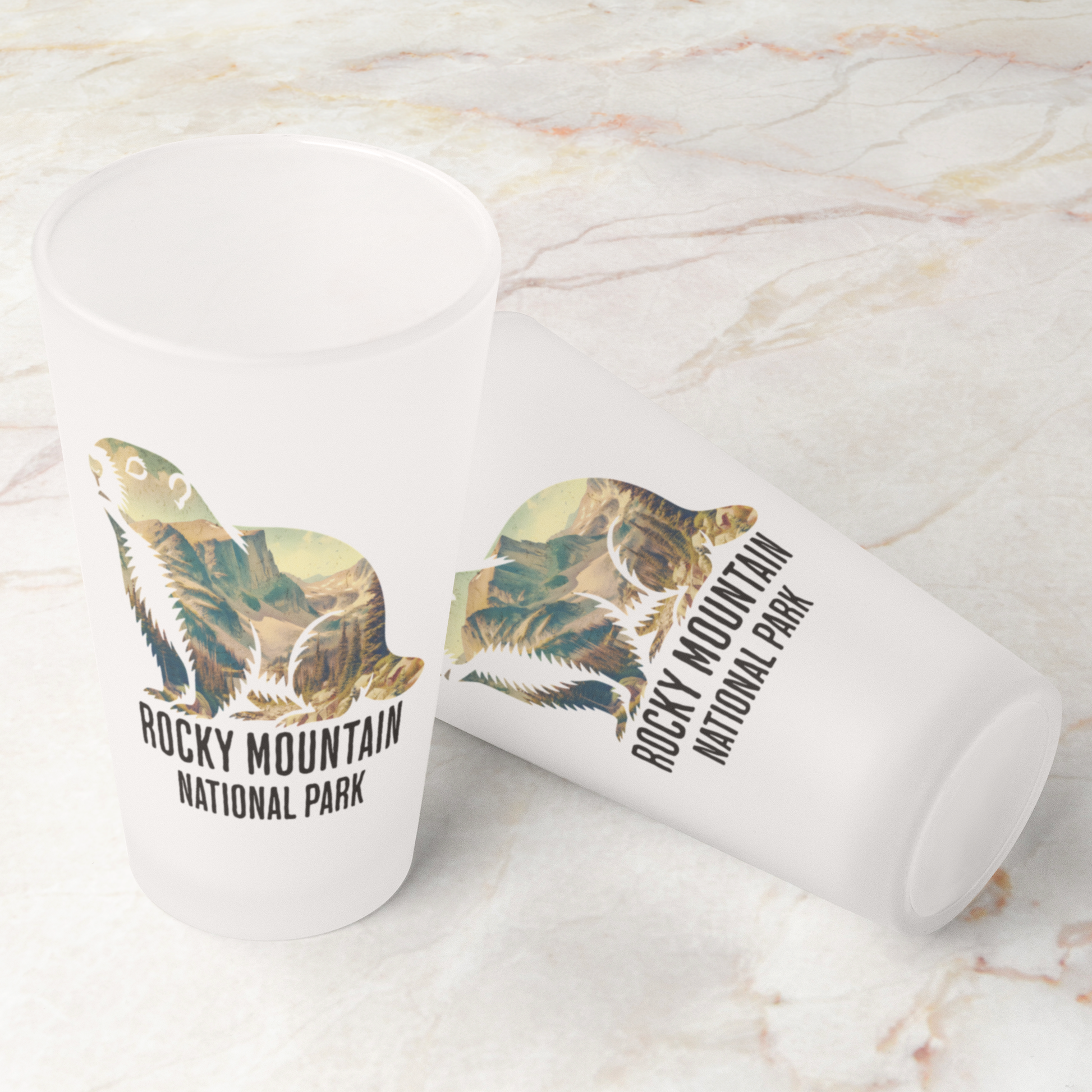 Rocky Mountain National Park Marmot Frosted Pint pint glass teelaunch