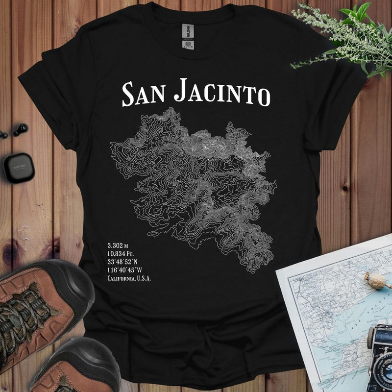 San Jacinto Peak Topo Lines T-Shirt in Black