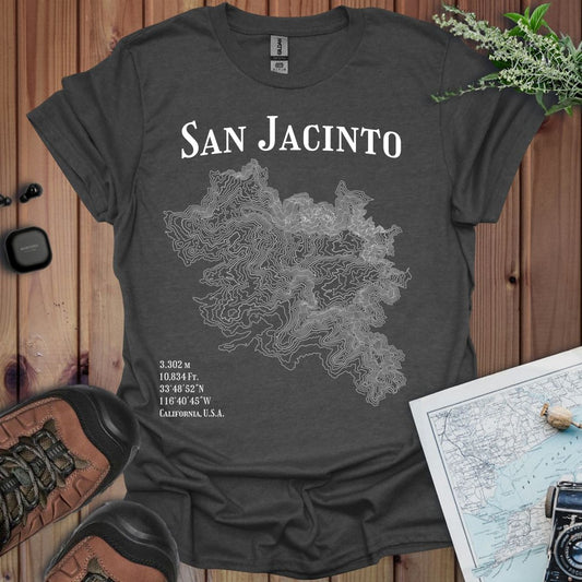 San Jacinto Peak Topo Lines T-Shirt in Dark Heather