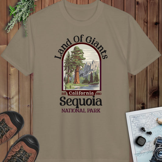 Sequoia National Park Land Of Giants Performance T-Shirt in Prairie Dust