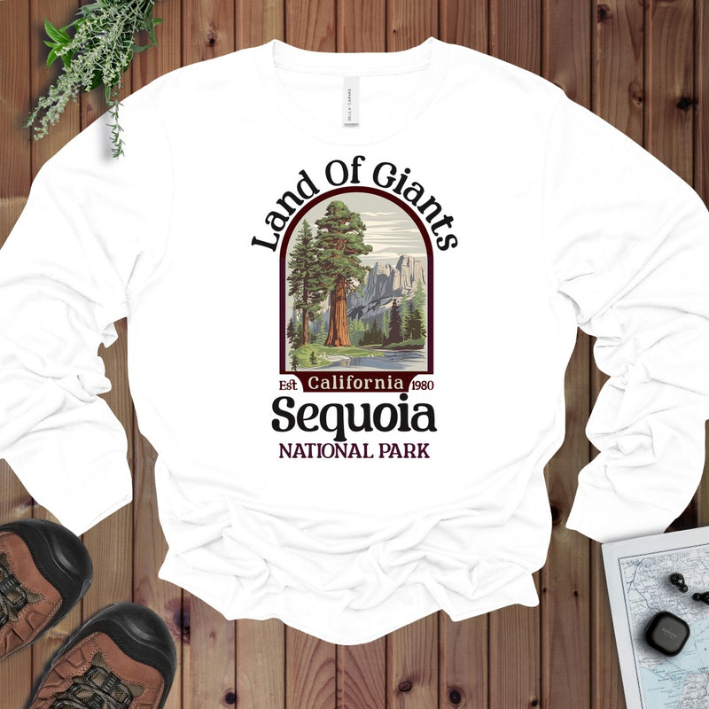 Sequoia National Park Land Of Giants Long Sleeve T-Shirt in White