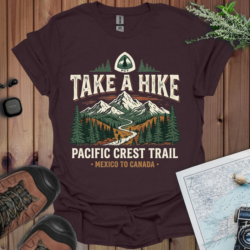 Take A Hike Pacific Crest Trail Graphic T-Shirt in Dark Chocolate