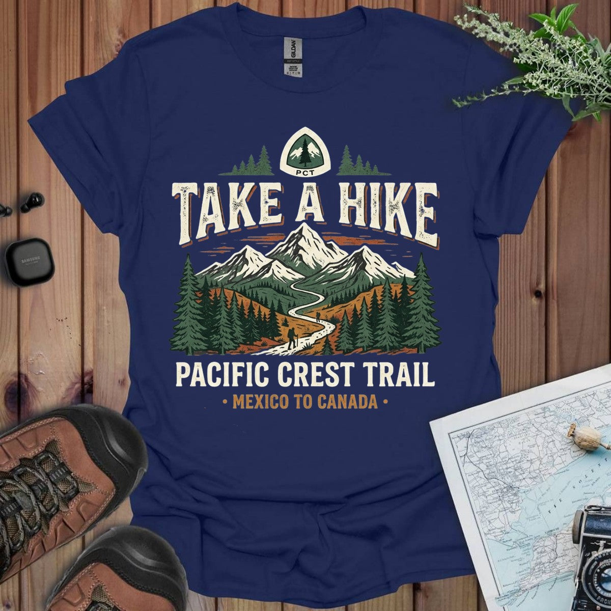 Take A Hike Pacific Crest Trail Graphic T-Shirt in Navy