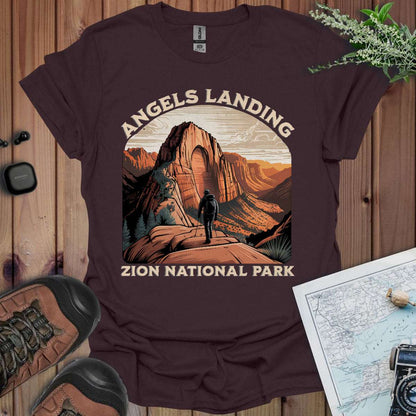 Angels Landing Zion National Park Unisex T-Shirt T-Shirt Printify Dark Chocolate S