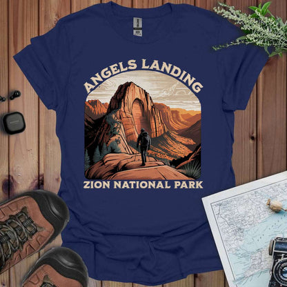 Angels Landing Zion National Park Unisex T-Shirt T-Shirt Printify Navy S