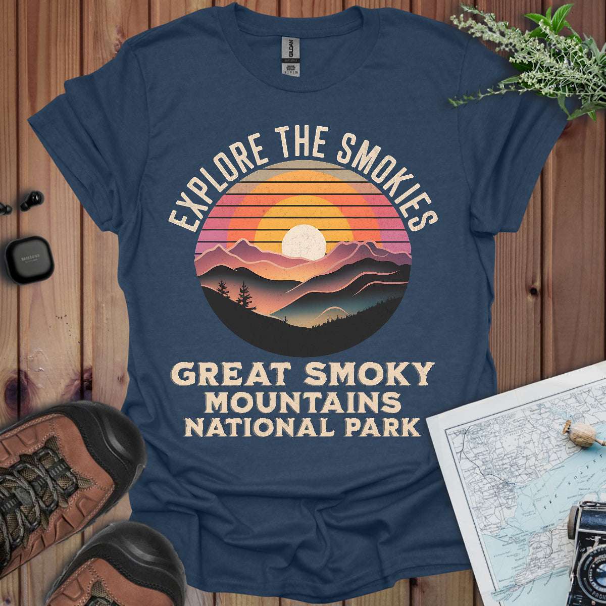 Explore the Smokies Unisex T-Shirt T-Shirt Printify Heather Navy S
