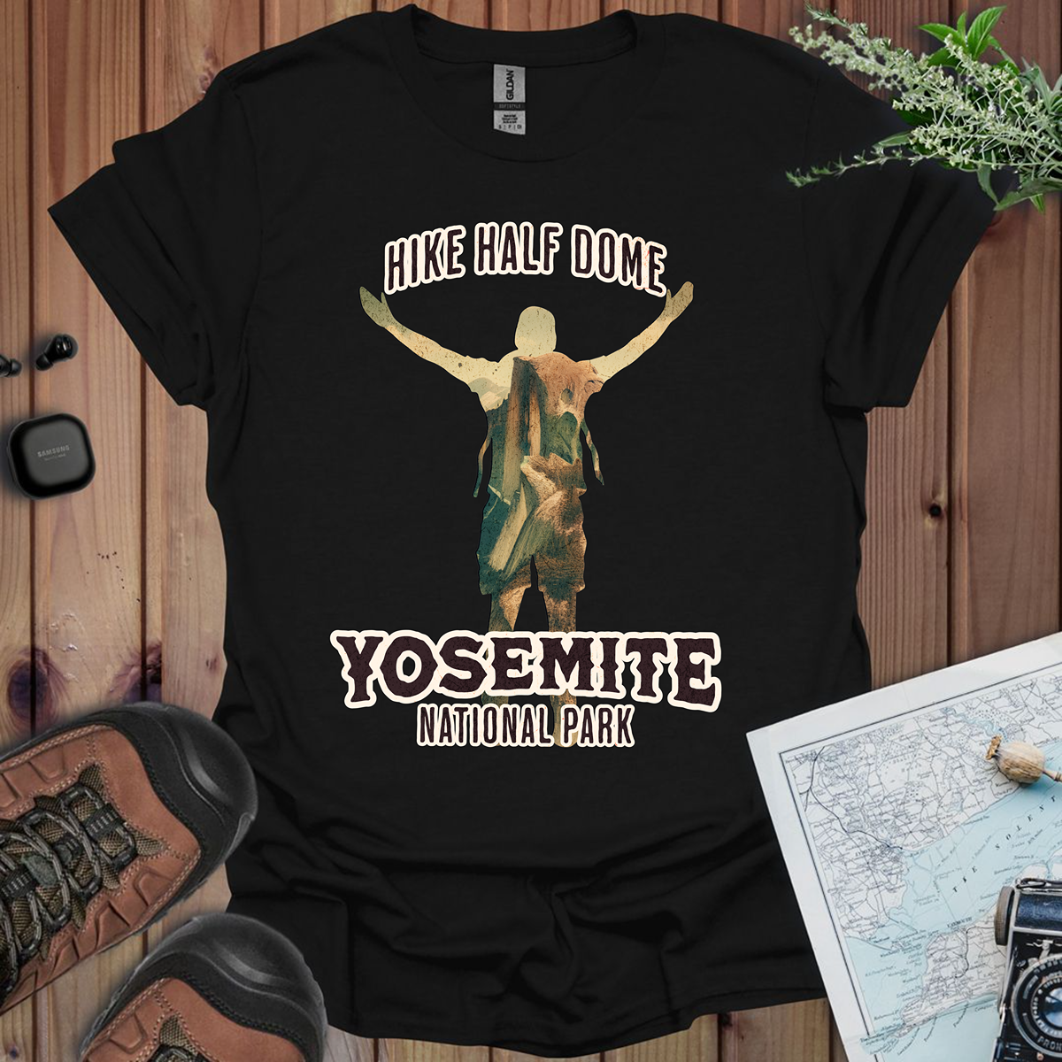 Hike Half Dome Yosemite Unisex T-Shirt T-Shirt Printify XS Black