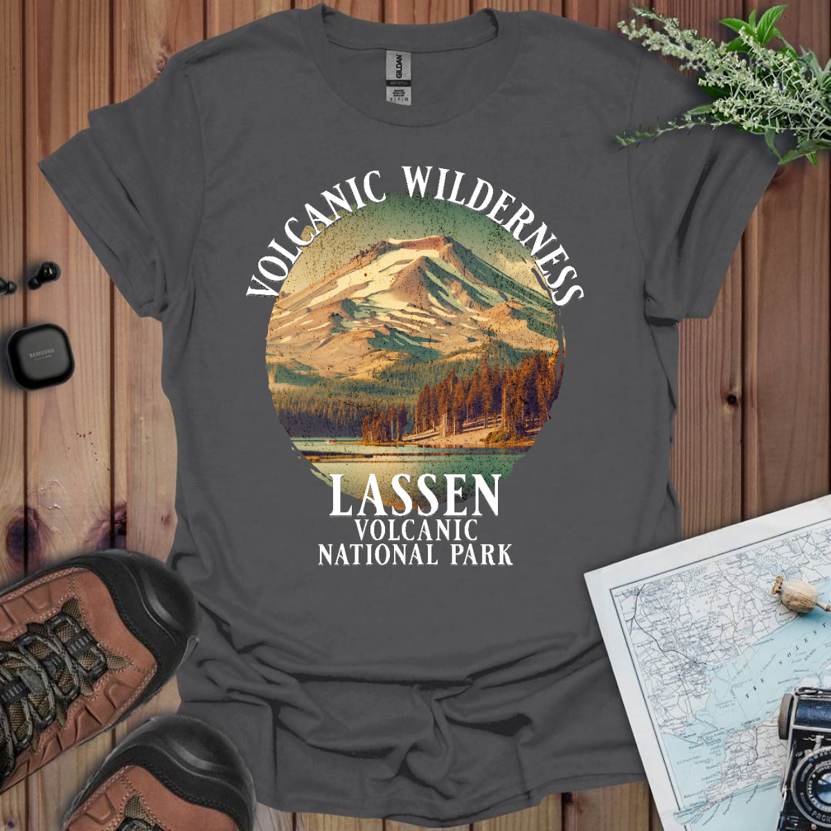 Lassen Volcanic National Park Unisex T-Shirt T-Shirt Printify XS Charcoal