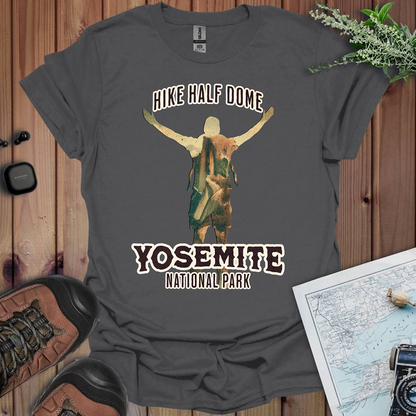 Hike Half Dome Yosemite Unisex T-Shirt T-Shirt Printify XS Charcoal