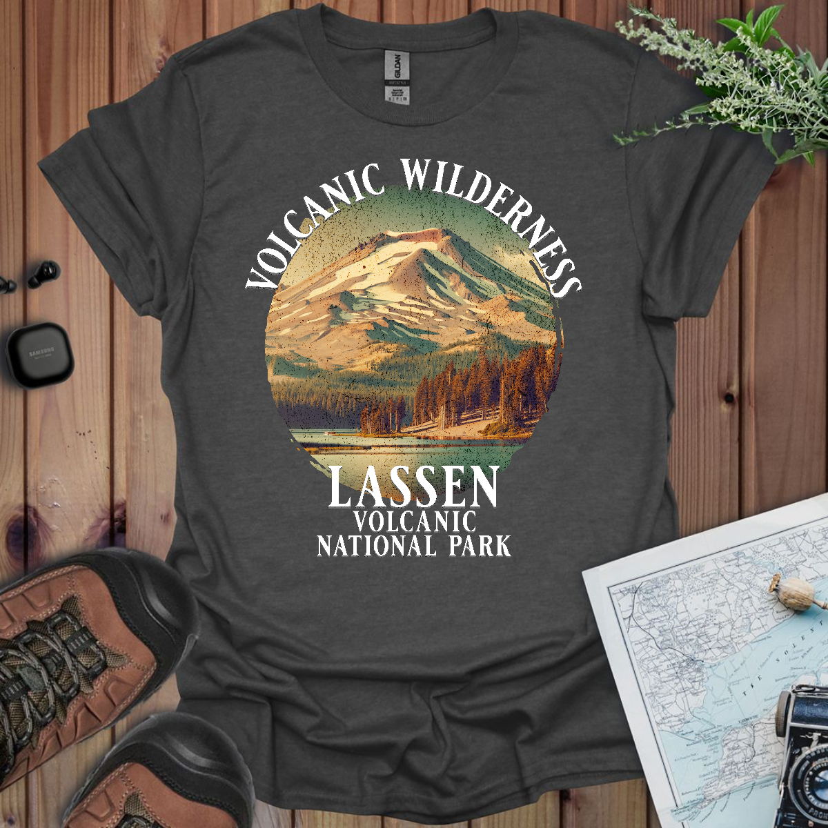 Lassen Volcanic National Park Unisex T-Shirt T-Shirt Printify XS Dark Heather Grey