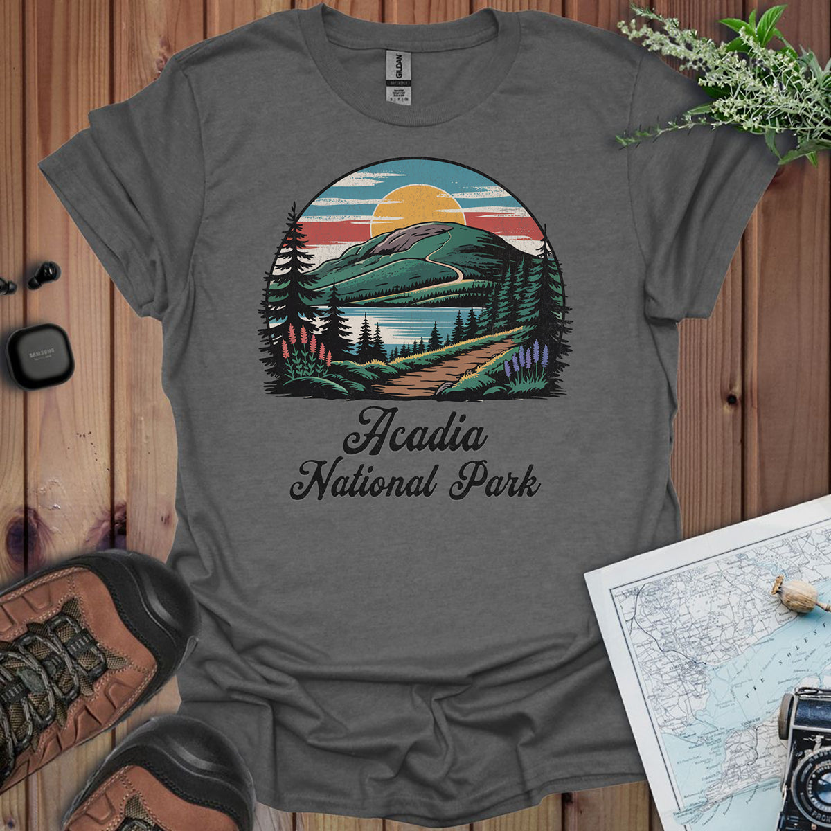 Acadia National Park Unisex T-Shirt T-Shirt Printify S Graphite Heather